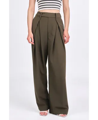 endless rose Women's Front Pleat Wide Trousers