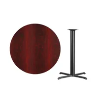 Emma+Oliver 42" Round Laminate Table Top With 33"X33" Bar Height Table Base