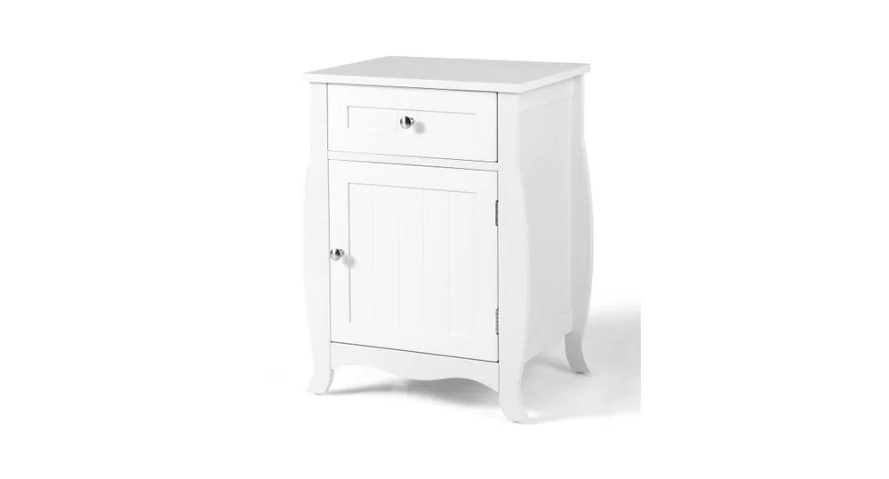 Nightstand with Drawer Cabinet and Curved Legs for Bedroom