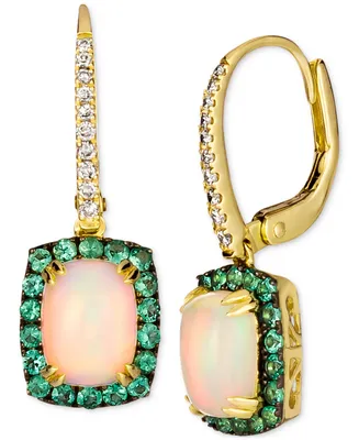 Le Vian Neopolitan Opal (1-1/2 ct. t.w.), Costa Smeralda Emeralds (3/8 ct. t.w.) & Nude Diamonds (1/8 ct. t.w.) Leverback Drop Earrings in 14k Gold