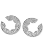 Anne Klein Silver-Tone Crystal Circle Stud Earrings