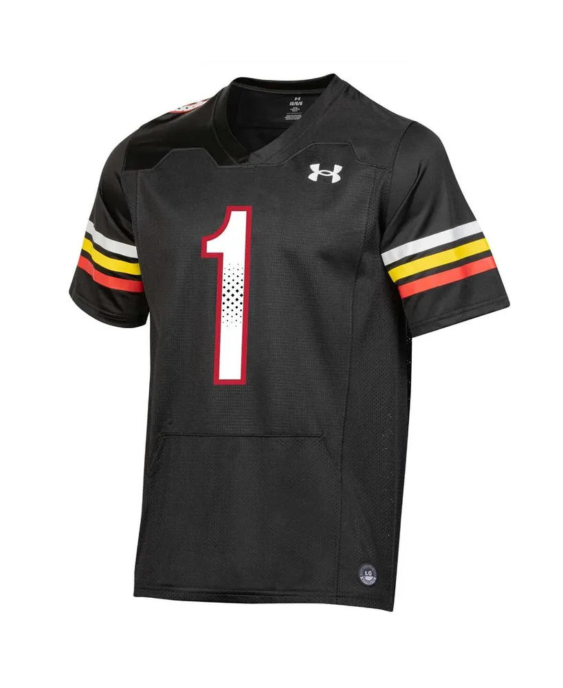 Men's Under Armour #1 Black Maryland Terrapins Replica Football Jersey