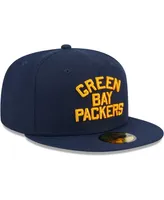 Men's New Era Navy Green Bay Packers Throwback Main 59FIFTY Fitted Hat