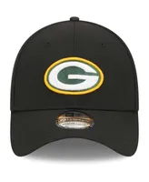 Men's New Era Black Green Bay Packers Main 39THIRTY Flex Hat