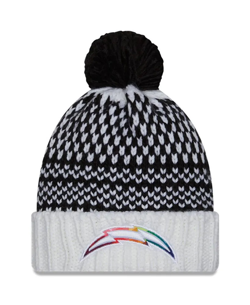 Women's New Era Black, White Los Angeles Chargers 2023 Nfl Crucial Catch Cuffed Pom Knit Hat