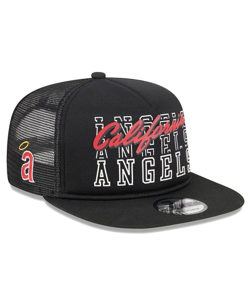 Men's New Era Black California Angels Cooperstown Collection Street Team A-Frame Trucker 9FIFTY Snapback Hat