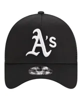 Men's New Era Black Oakland Athletics A-Frame 9FORTY Trucker Adjustable Hat