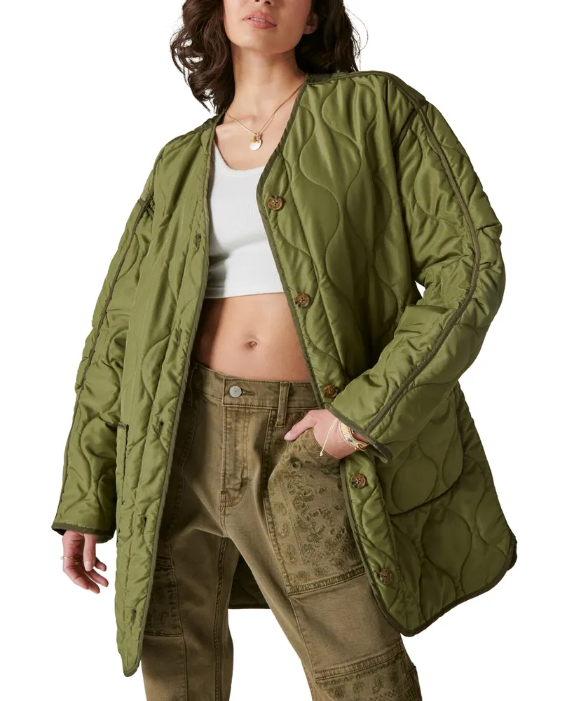 Lucky Brand Olive Quilted Shirt Jacket –