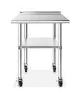 Gridmann x Inch Stainless Steel Table w/ Backsplash & 4 Casters