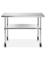 Gridmann x Inch Stainless Steel Table w/ 4 Casters