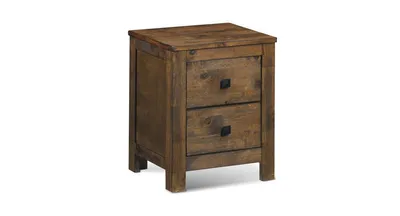 Wood 2 Storage Sliding Drawers End Nightstand-Oak