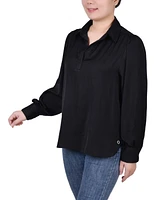 Ny Collection Women's Long Puff Sleeve Satin Blouse