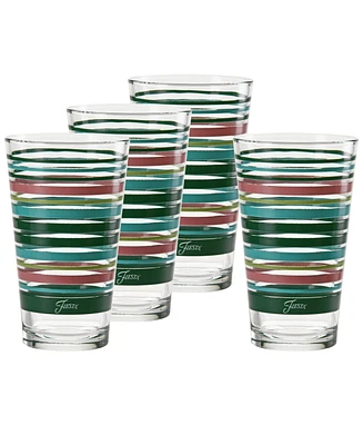 Fiesta Tropical Stripes 16-Ounce Tapered Cooler Glass, Set of 4