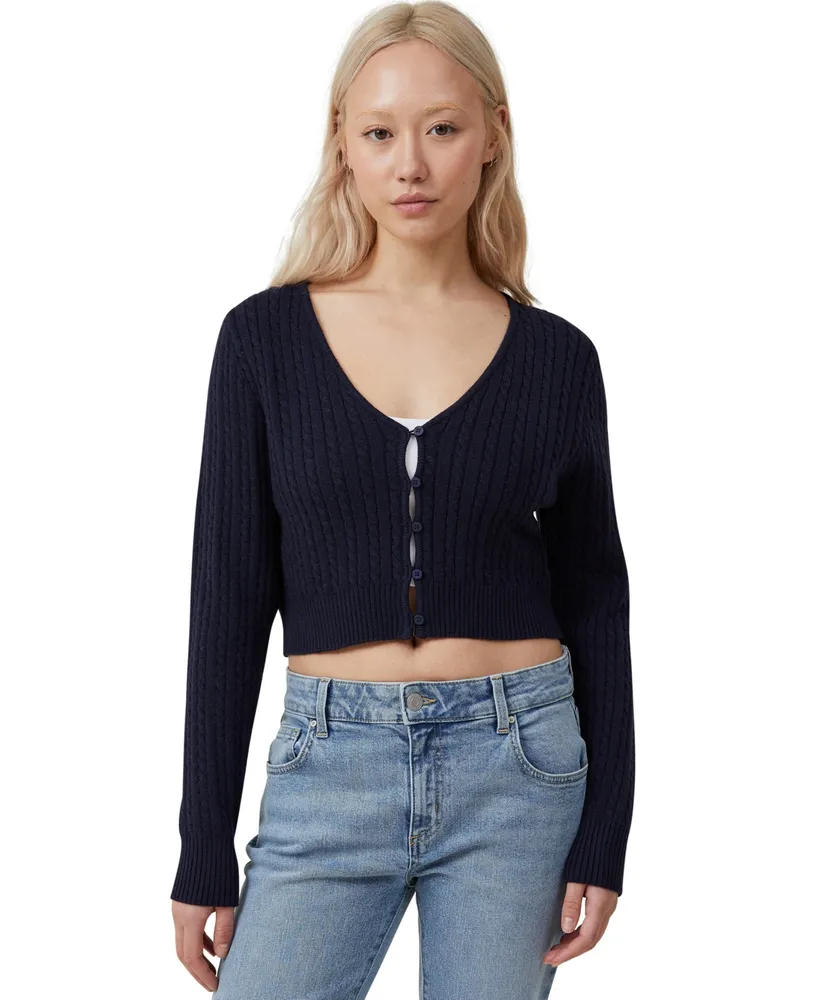 Cotton On Women's Everfine Crop V-neck Button Cardigan Top