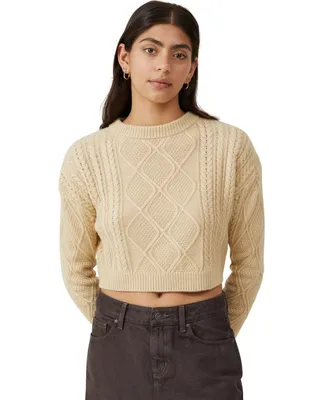 Cotton On Women's Cable Ultra Crop Pullover Top