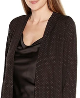 Belldini Black Label Women's Textured Metallic Print Cardigan Top