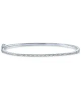 2-Pc. Set Diamond Bangle Bracelet (1/5 ct. t.w.) & Curb Link Chain Bracelet in Sterling Silver & 14k Gold-Plate - Sterling Silver  Gold