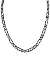 Esquire Men's Jewelry Figaro Link 22" Chain Necklace in Black Ruthenium-Plated Sterling Silver, Created for Macy's