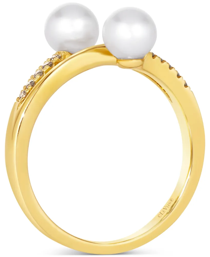 Le Vian Vanilla Pearls (5-6mm) & Nude Diamond (1/20 ct. t.w.) Bypass Ring in 14k Gold