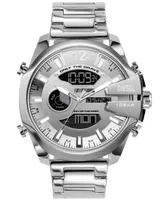 Diesel Men's Mega Chief Digital Silver-Tone Stainless Steel Watch 51mm