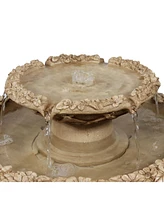 28"H Electric Polyresin 2-Tier Beveled Flower Outdoor Bird Bath Water Fountain
