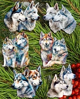 Designocracy Holiday Wooden Clip-On Ornaments The Graceful Huskies Set of 6 G. DeBrekht