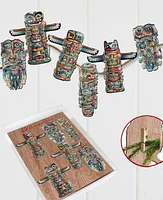 Designocracy Holiday Wooden Clip-On Ornaments Spirit of the Totem Set of 6 G. DeBrekht