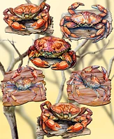 Designocracy Holiday Wooden Clip-On Ornaments Crabs of the Wild Set of 6 G. DeBrekht