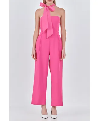 endless rose Women's Front Tie Strapless Jumpsuit