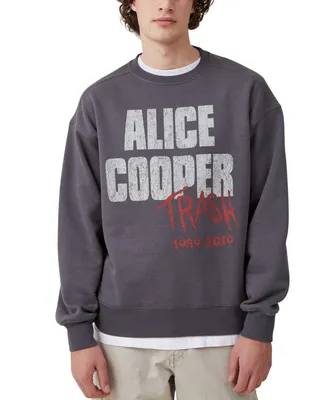 Cotton On Men's Alice Cooper Crew Sweater - Faded Slate, Alice Cooper