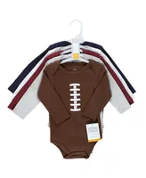 Hudson Baby Baby Boys Cotton Long-Sleeve Bodysuits, Football Buddy, 5-Pack