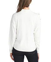 Bcx Juniors' Mock Neck Ribbed-Trim Crossover-Hem Sweater