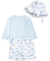First Impressions Baby Boys Whales Rashguard, Swim Shorts and Hat, 3 Piece Set, Created for Macy's