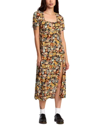 Rvca Juniors' Ortwein Floral Empire-Waist Midi Dress