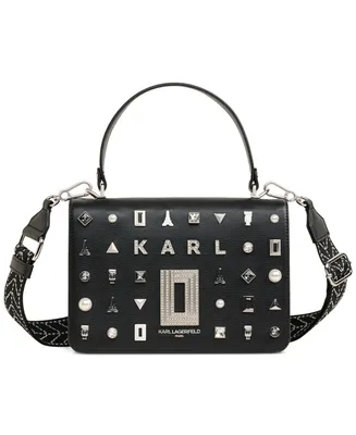 Karl Lagerfeld Paris Ciel Small Bucket Crossbody Bag - Black Chevron