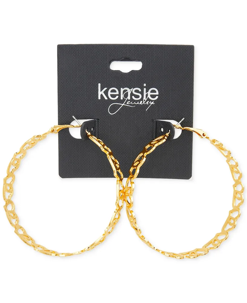 kensie Large Heart Cutout Hoop Earrings, 2.28"