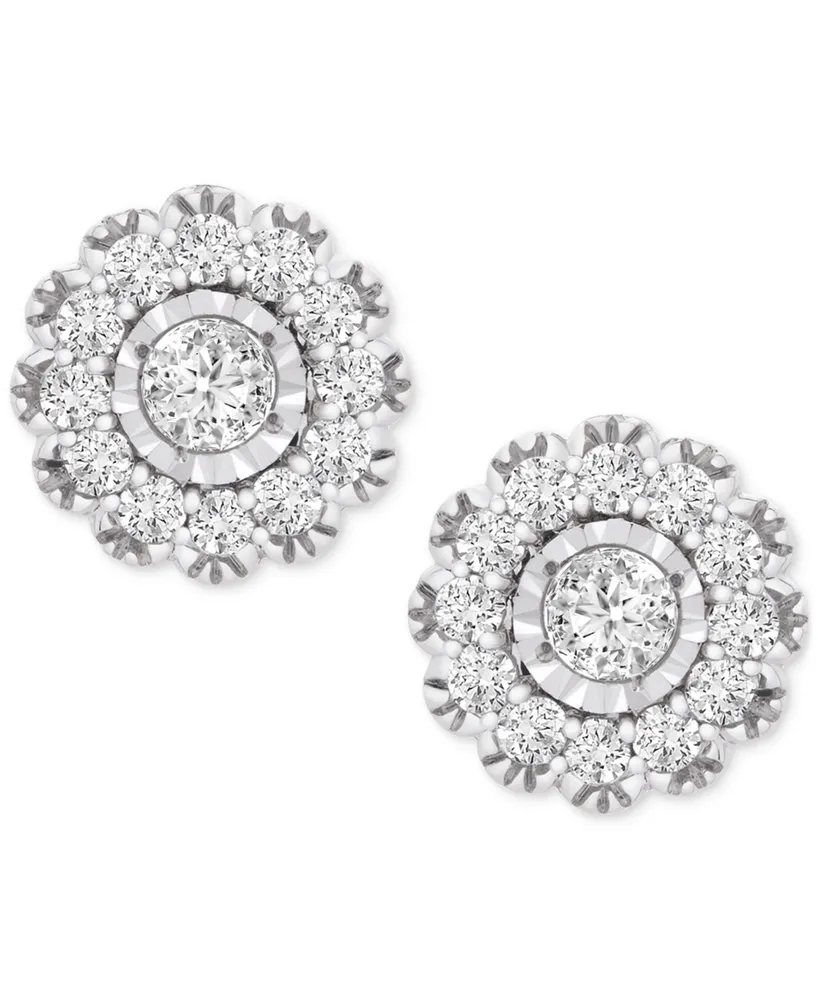 Wrapped in Love Diamond Flower Stud Earrings (1/2 ct. tw) in 14k White Gold, Created for Macy's