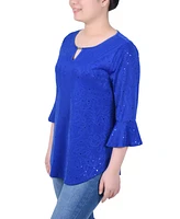 Ny Collection Petite 3/4 Bell Sleeve Top with Hardware