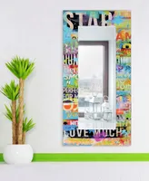 Empire Art Direct "Metro Mix" Rectangular Beveled Mirror on Free Floating Printed Tempered Art Glass, 72" x 36" x 0.4" - Multi