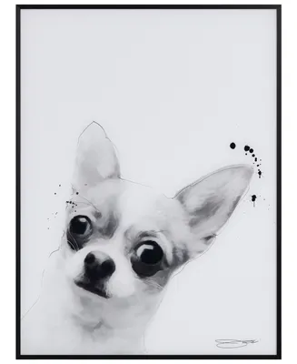 Empire Art Direct "Chihuahua" Pet Paintings on Printed Glass Encased with A Black Anodized Frame, 24" x 18" x 1"