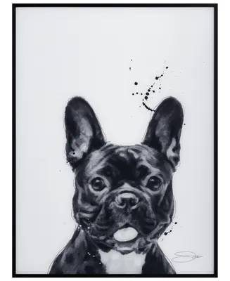 Empire Art Direct "French Bulldog" Pet Paintings on Printed Glass Encased with A Black Anodized Frame, 24" x 18" x 1"