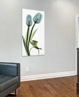 Empire Art Direct "Blue Tulips" Frameless Free Floating Tempered Glass Panel Graphic Wall Art, 48" x 24" x 0.2"