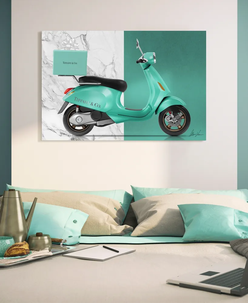 Empire Art Direct "Tiffany Delivery" Frameless Free Floating Tempered Glass Panel Graphic Wall Art, 48" x 32" x 0.2"