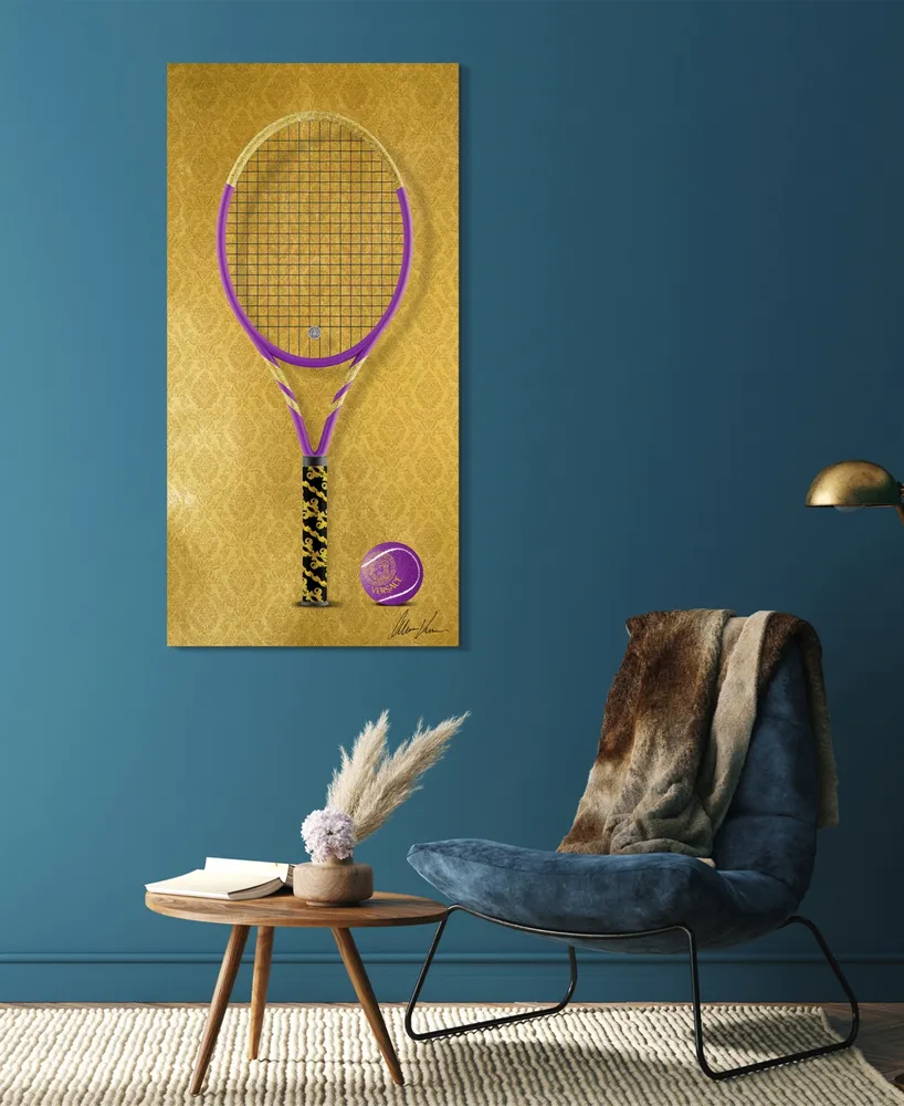 Empire Art Direct "Versace Vibes Racquet" Frameless Free Floating Tempered Glass Panel Graphic Wall Art, 24" x 48" x 0.2"