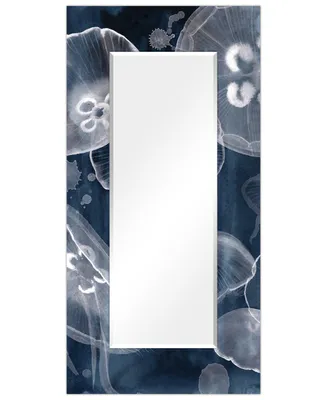 Empire Art Direct "Moon Jellies" Rectangular Beveled Mirror on Free Floating Printed Tempered Art Glass, 72" x 36" x 0.4"