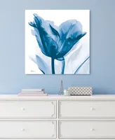 Empire Art Direct "Lusty Blue Tulip" Frameless Free Floating Tempered Glass Panel Graphic Wall Art, 24" x 24" x 0.2"