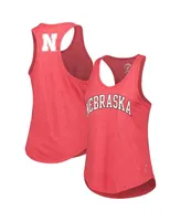 Women's League Collegiate Wear Heather Scarlet Nebraska Huskers Two-Hit Intramural Tri-Blend Scoop Neck Racerback Tank Top