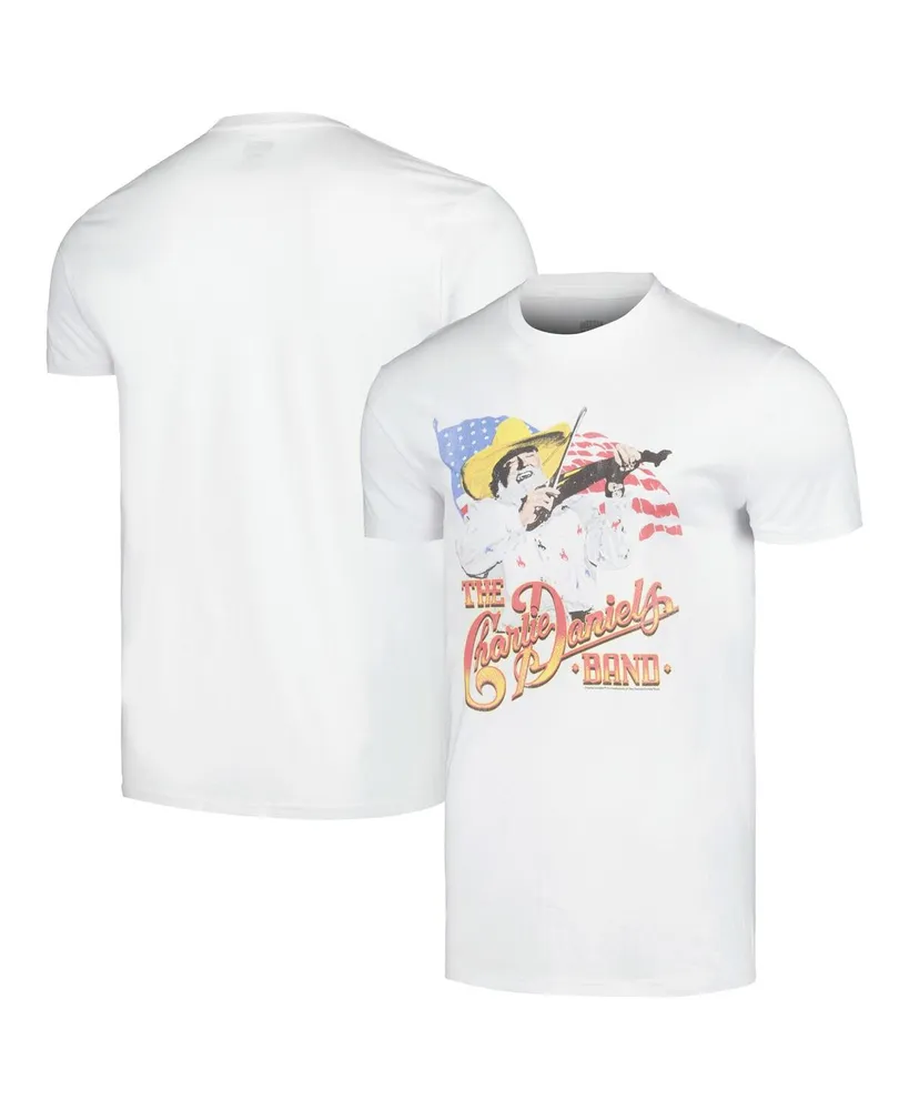 Men's White the Charlie Daniels Band Cdb and Flag Graphic T-shirt