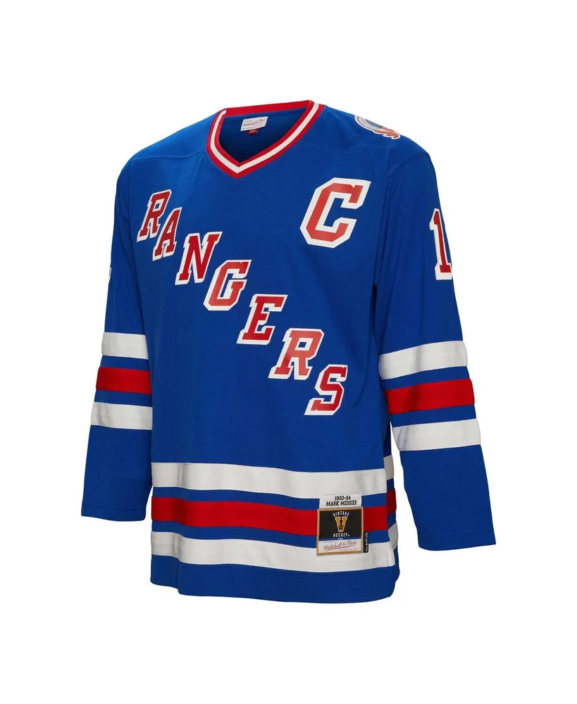 Men's Mitchell & Ness Mark Messier Blue New York Rangers Big Tall 2015 Captain Patch Line Player Jersey