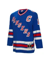 Men's Mitchell & Ness Mark Messier Blue New York Rangers Big & Tall 2015 Captain Patch Blue Line Player Jersey